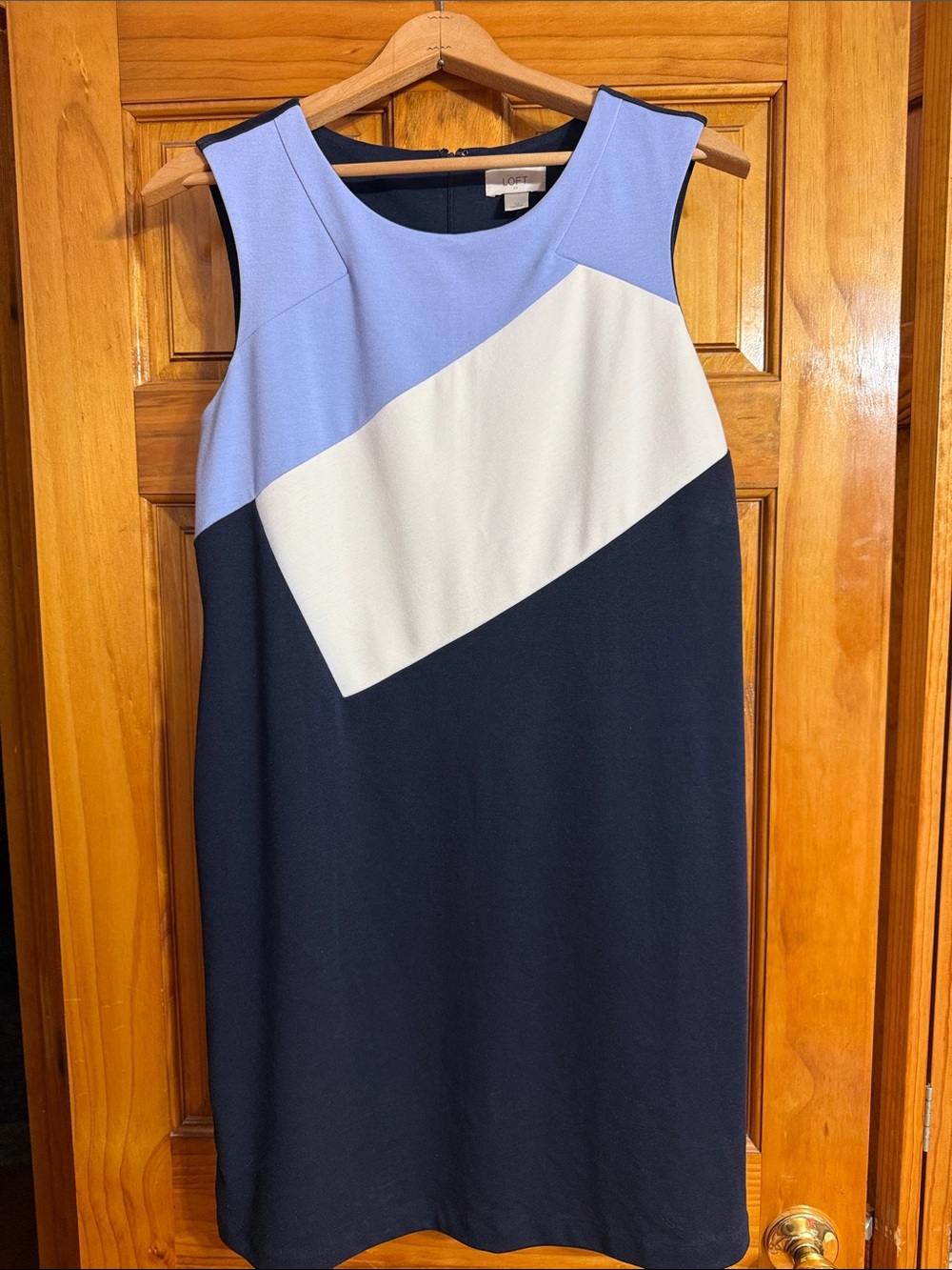 LOFT Navy, Lavender & White Colorblock Sleeveless Shift Dress